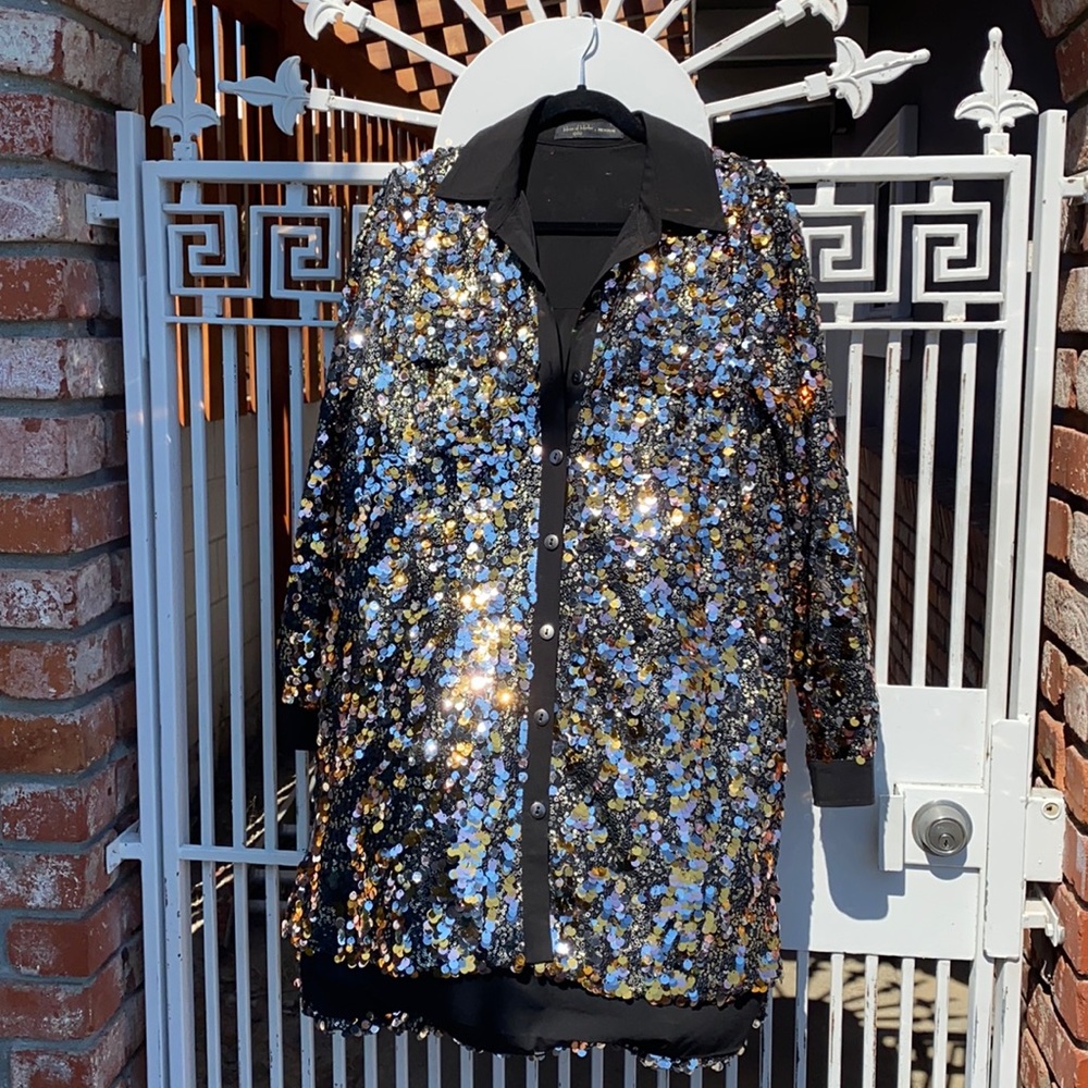 Sparkly gold and silver mini dress